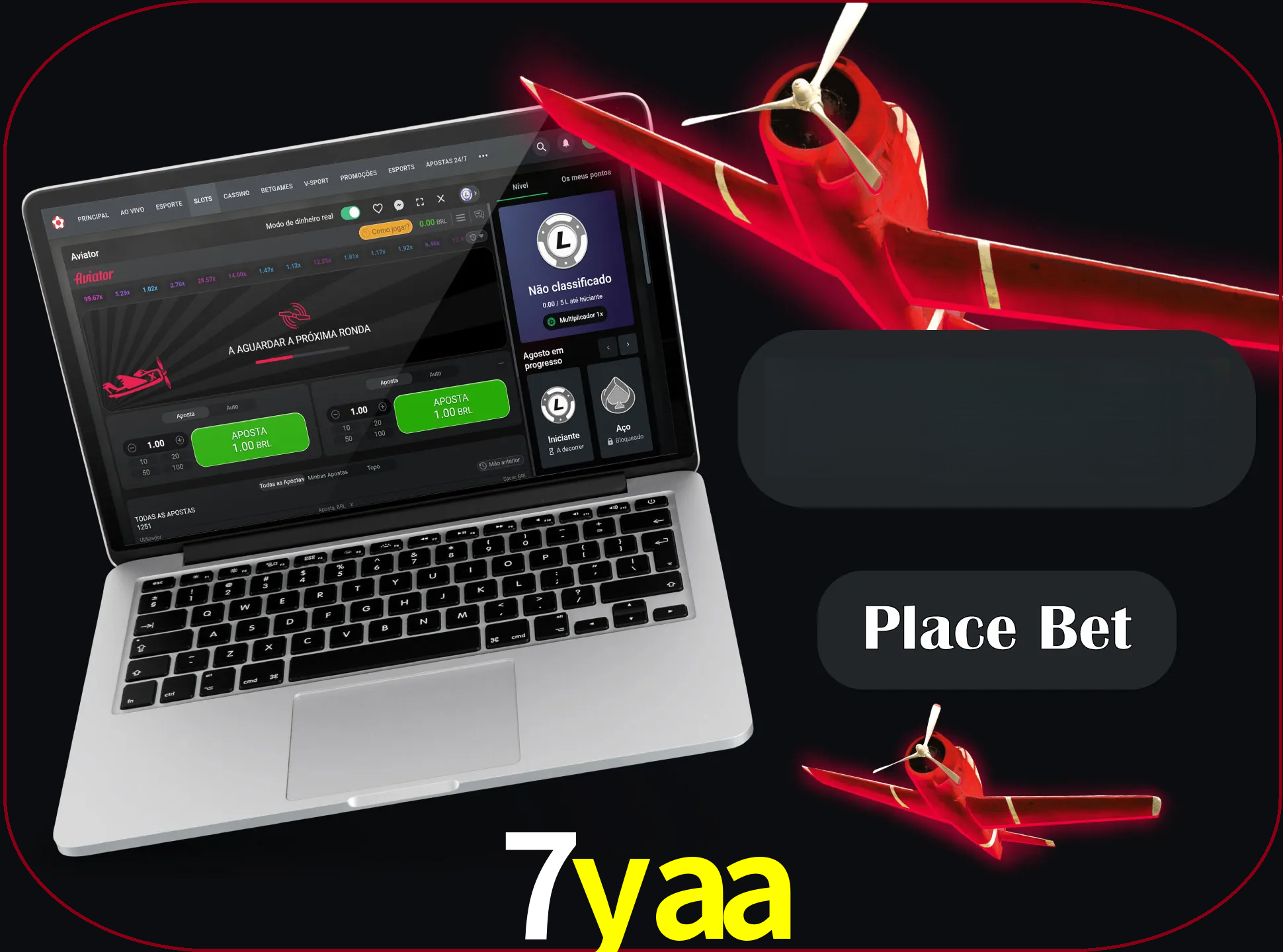 Especifique a quantia de dinheiro e faça uma aposta.