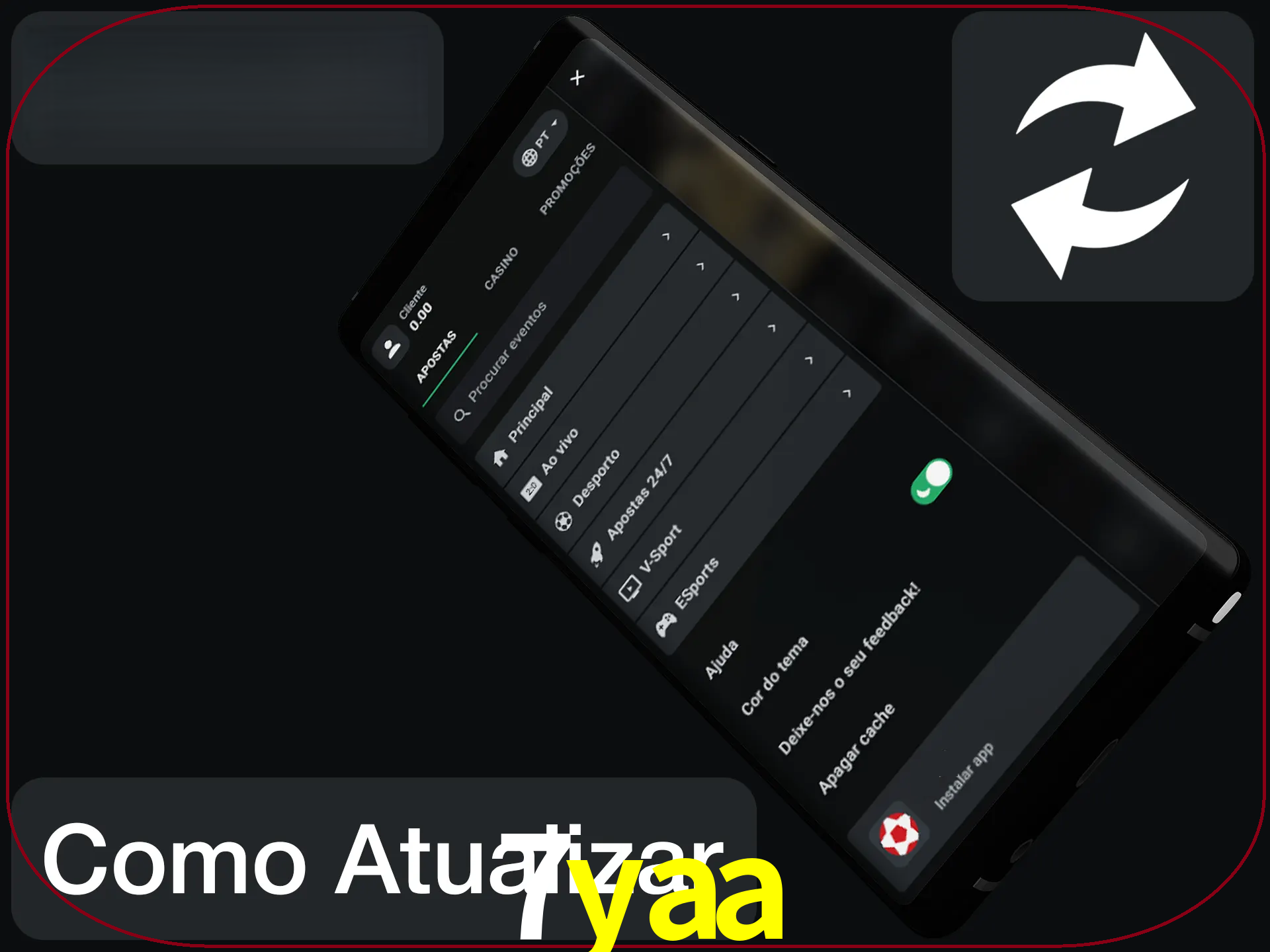 O aplicativo é atualizado automaticamente quando você faz o login.