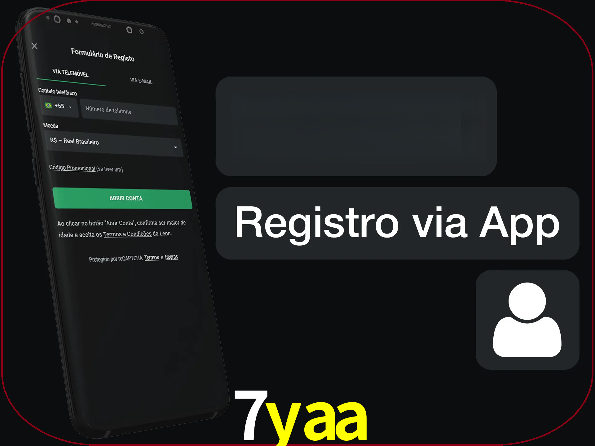 Registre-se com duas etapas usando o aplicativo.
