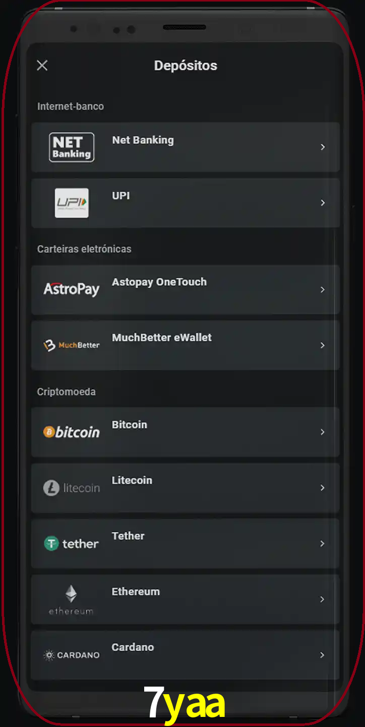 Você pode usar métodos alternativos de depósito.