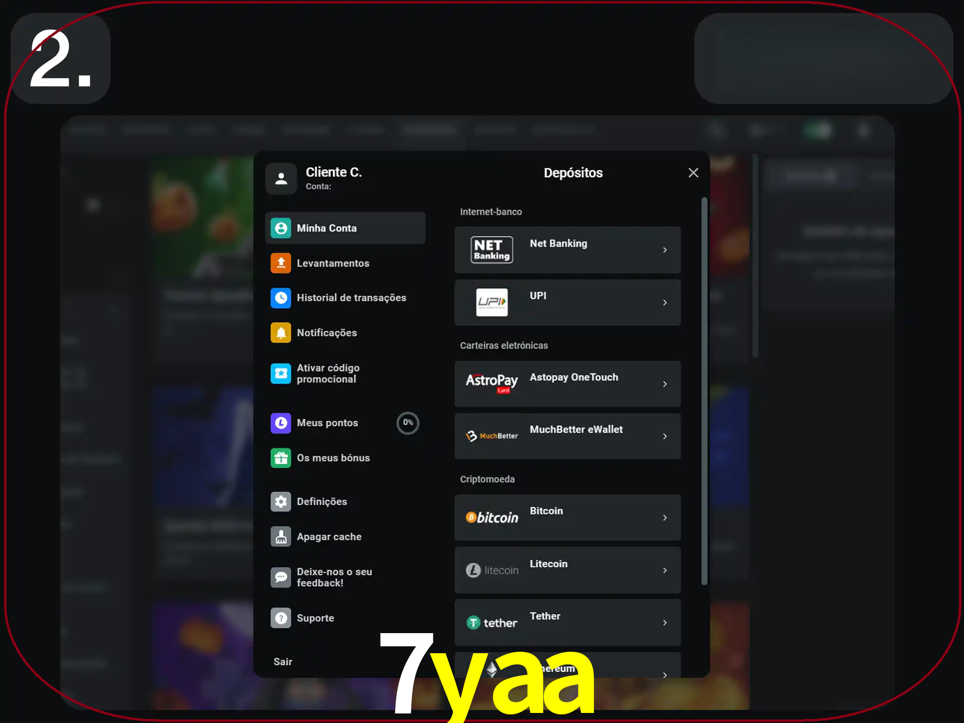 Clique na forma de pagamento preferida.