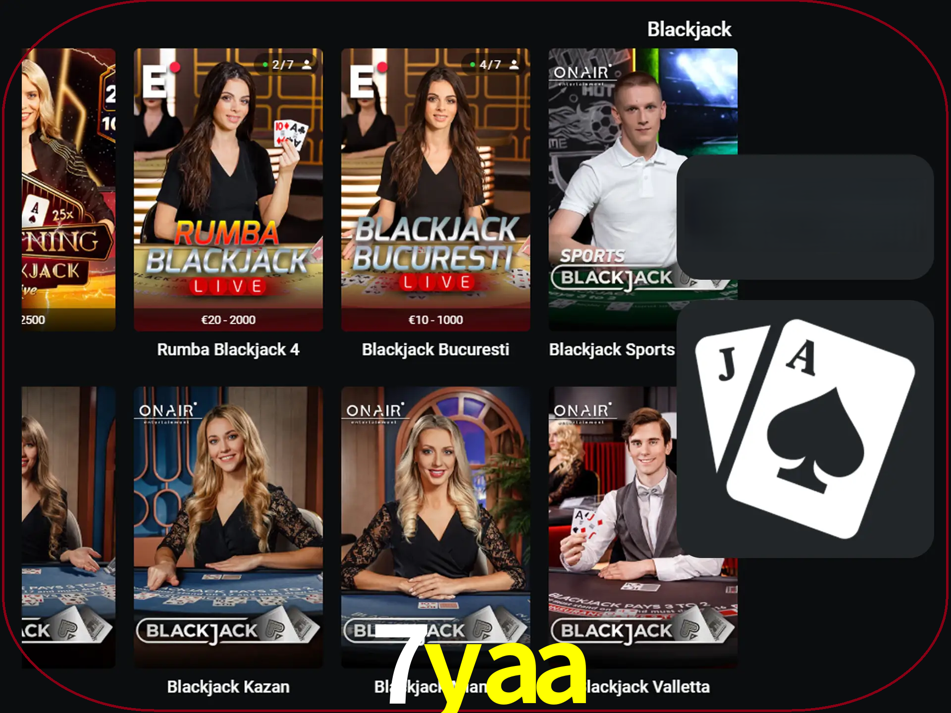 Escolha uma mesa completa de jogadores de blackjack.